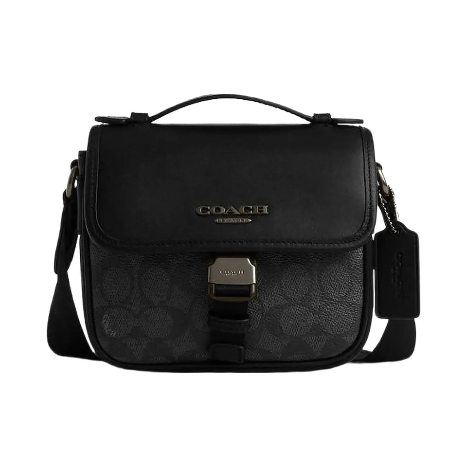 Coach Racer Crossbody Bag In Signature Canvas Signature Canvas-Gunmetal-Charcoal-Black