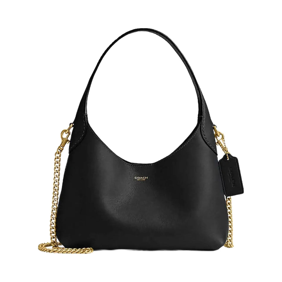 Coach Brooklyn Shoulder Bag 23 Natural Grain Leather-Brass-Black