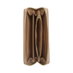 Coach Long Zip Around Wallet With Signature Canvas Im-Dark Natural Multi