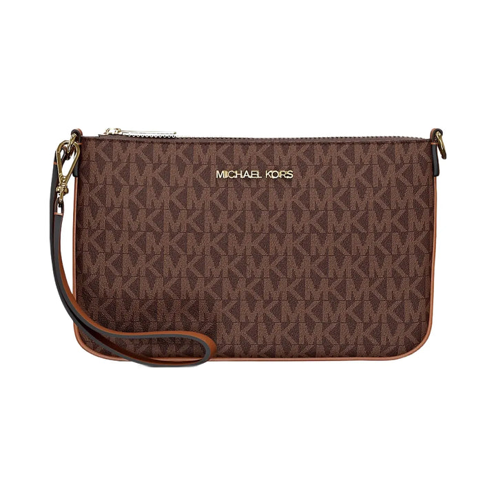 Michael Kors Jet Set Small Signature Logo Convertible Wristlet Brown