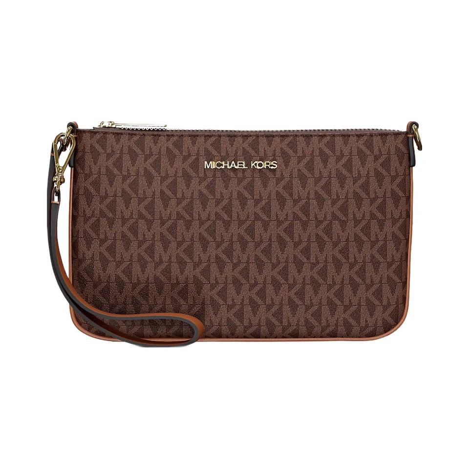 Michael Kors Jet Set Small Signature Logo Convertible Wristlet Brown
