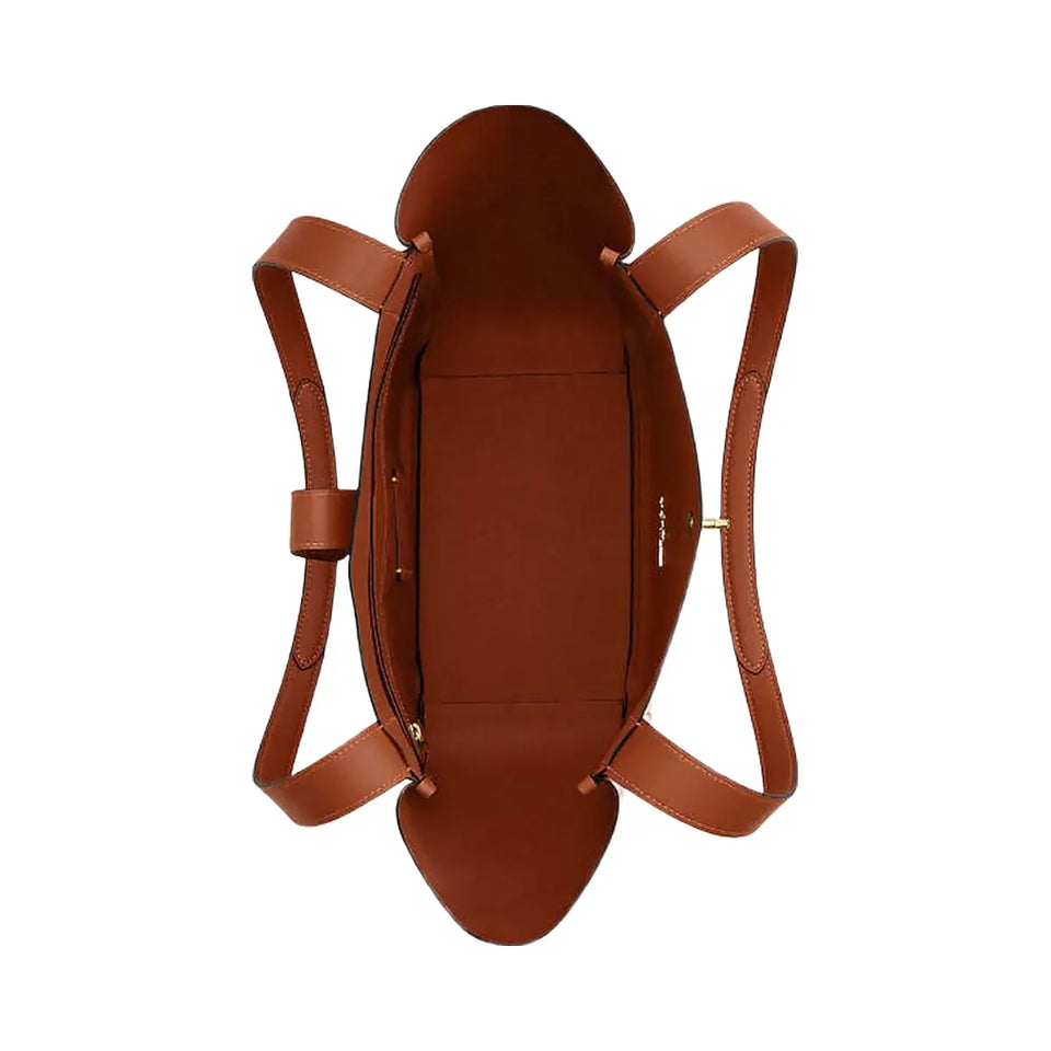 Coach Hadley Turnlock Tote Smooth Leather-Gold-Tan
