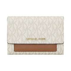 Michael Kors Jet Set Medium Signature Logo 2-in-1 Wallet Vanilla