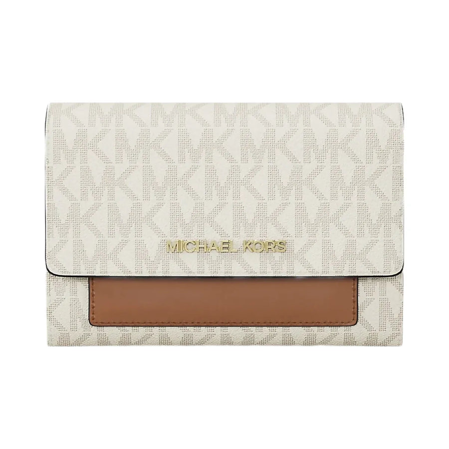 Michael Kors Jet Set Medium Signature Logo 2-in-1 Wallet Vanilla