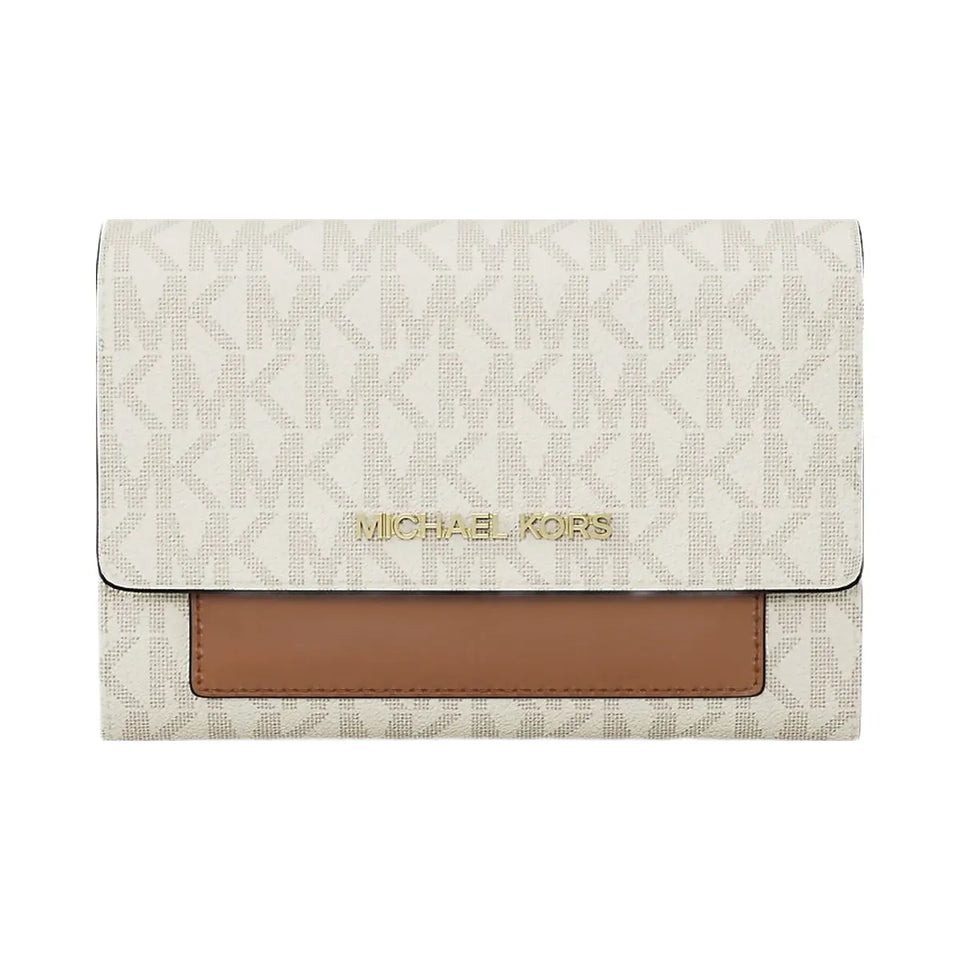 Michael Kors Jet Set Medium Signature Logo 2-in-1 Wallet Vanilla