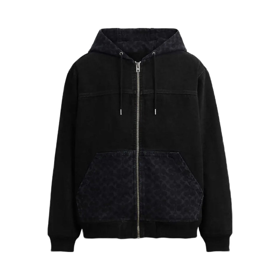 Coach Signature Denim Zip Jacket Black Wash