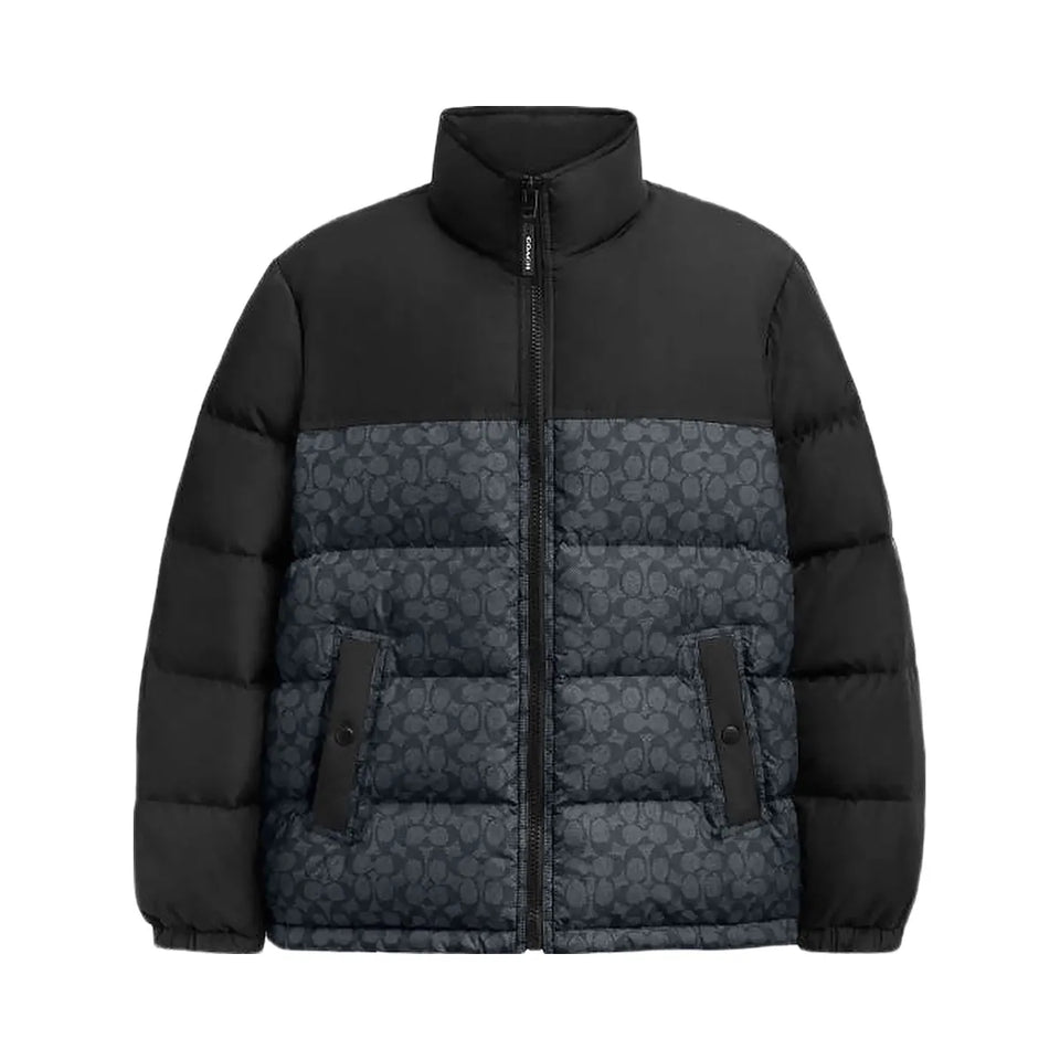 Coach Signature Down Jacket In Recycled Polyester Charcoal Signature