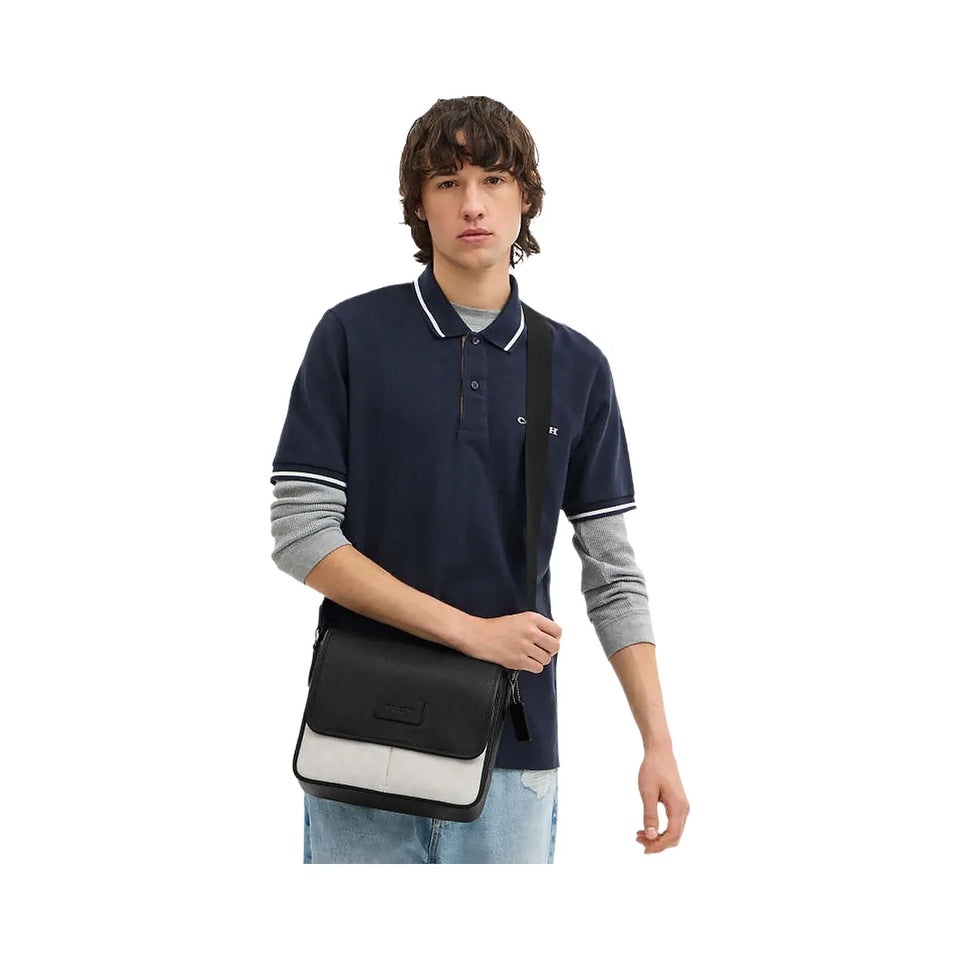 Coach Sprint Map Bag 25 In Colorblock Signature Canvas Signature Canvas-Gunmetal-Chalk-Black