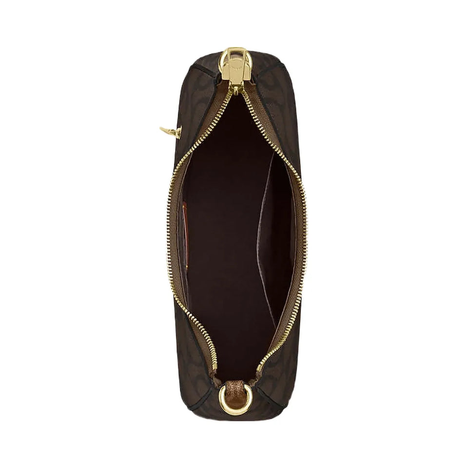 Coach Teri Hobo Bag In Blocked Signature Canvas Signature Canvas-Gold-Walnut-Tan