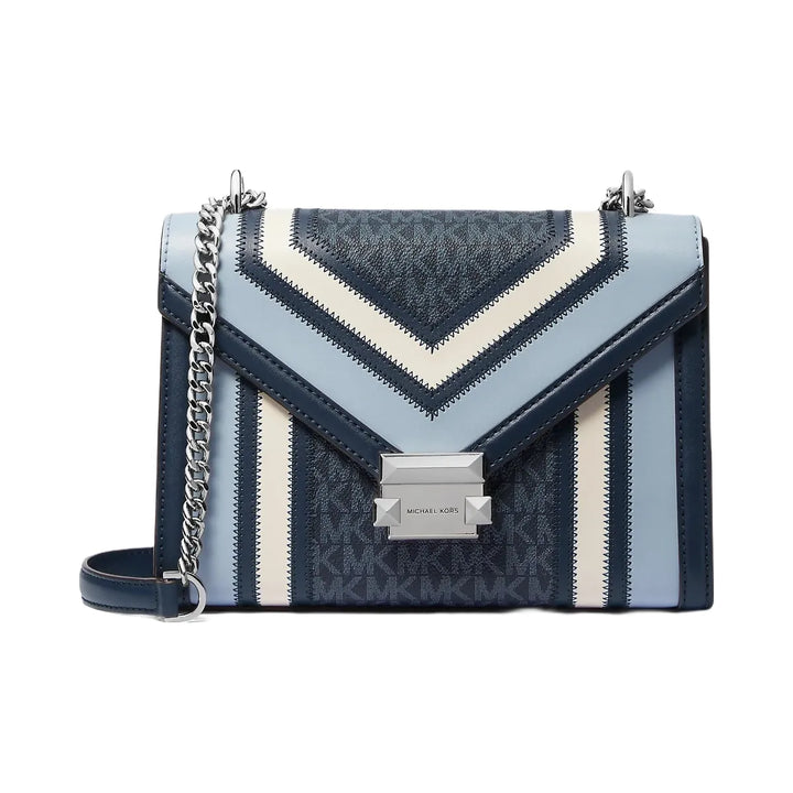 Michael Kors Whitney Medium Color-Block and Signature Logo Shoulder Bag Navy Multi