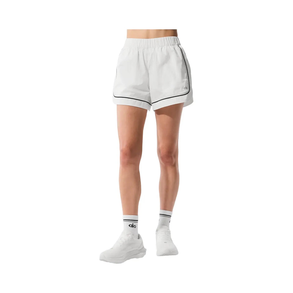 Alo Women's Motivate Track Short - White/Black