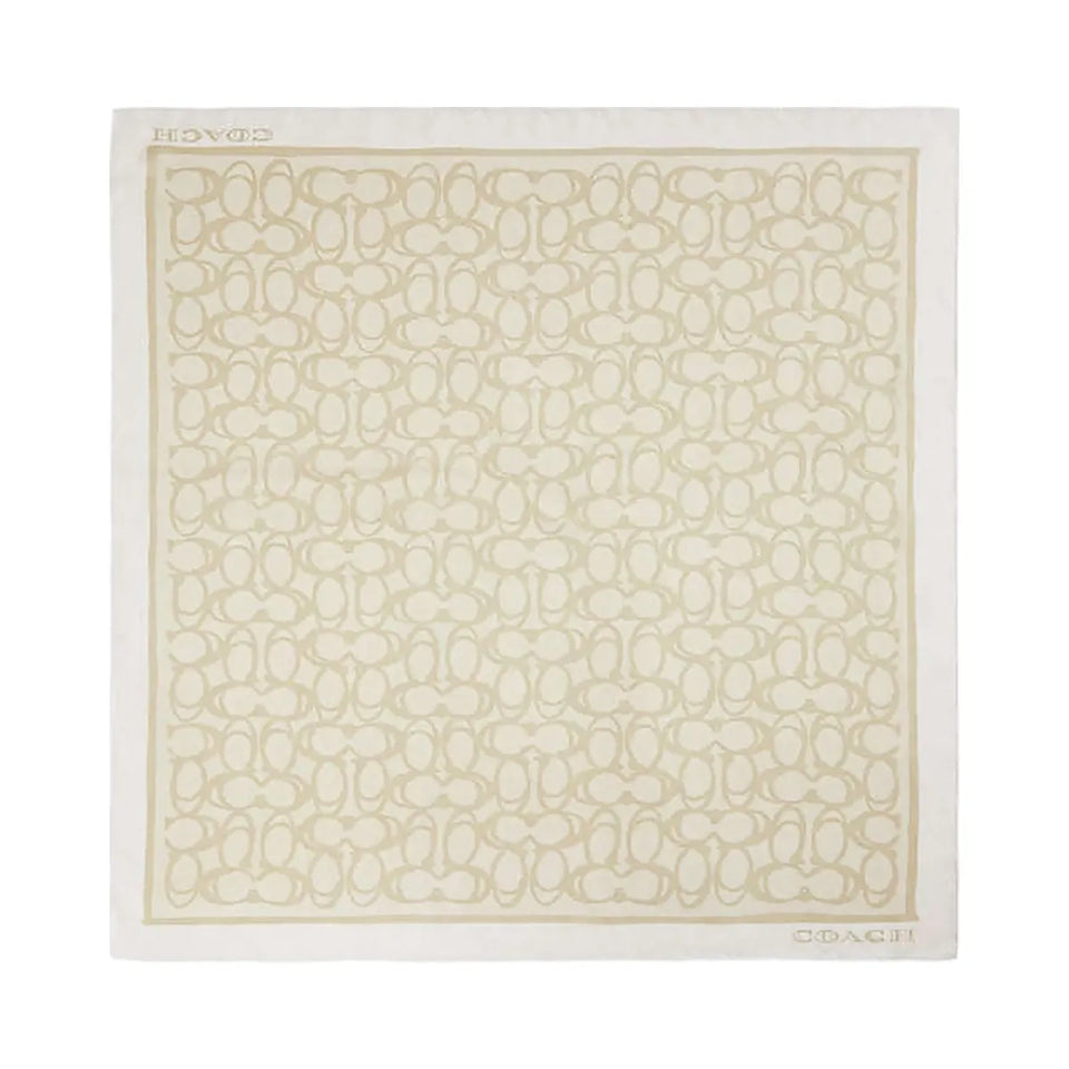 Coach Jumbo Signature Silk Square Scarf Light Tan