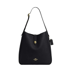 Coach Hadley Large Shoulder Bag Pebbled Leather-Gold-Black