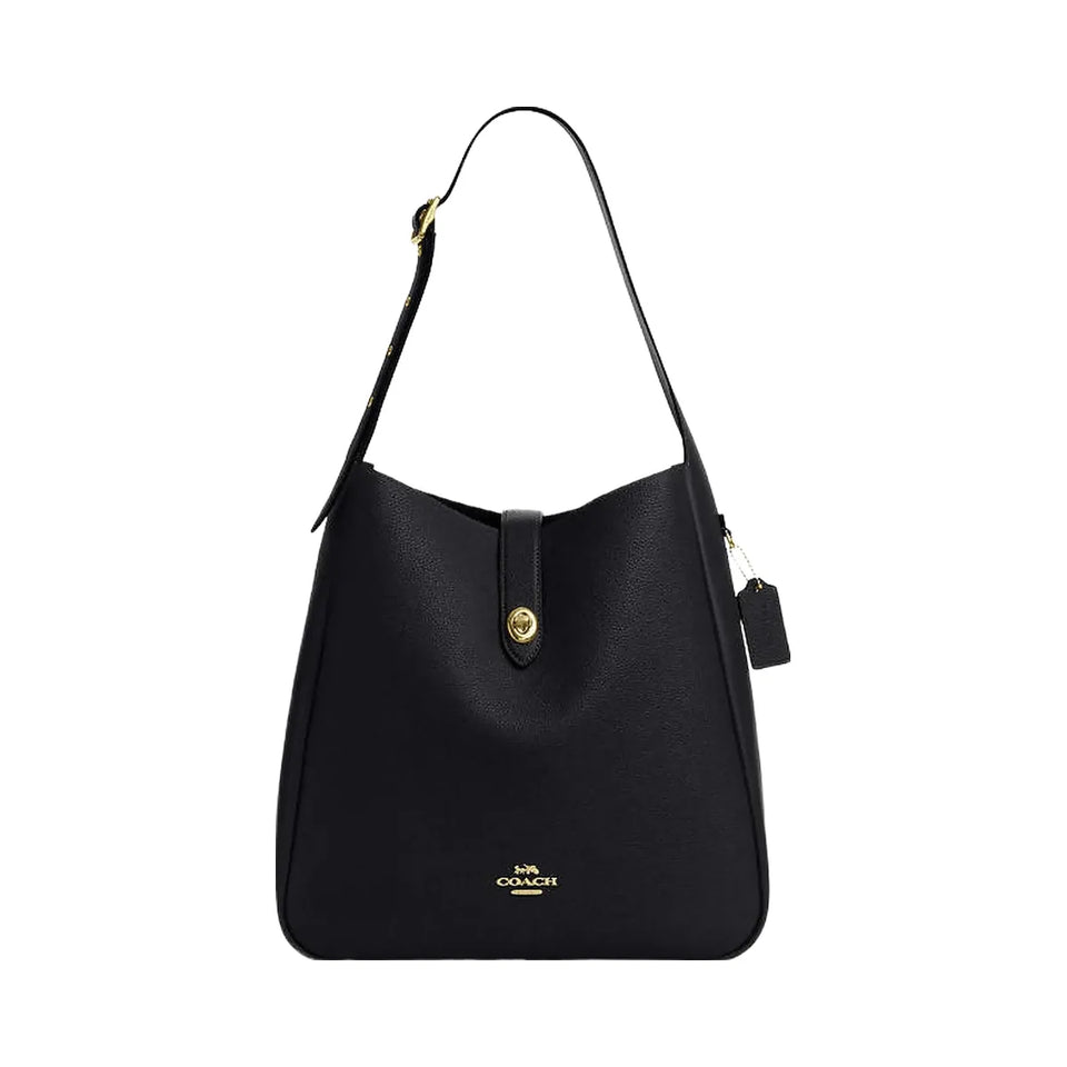 Coach Hadley Large Shoulder Bag Pebbled Leather-Gold-Black