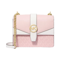 Michael Kors Greenwich Small Color-Block Signature Logo Crossbody Bag Pwd Blsh Mlt