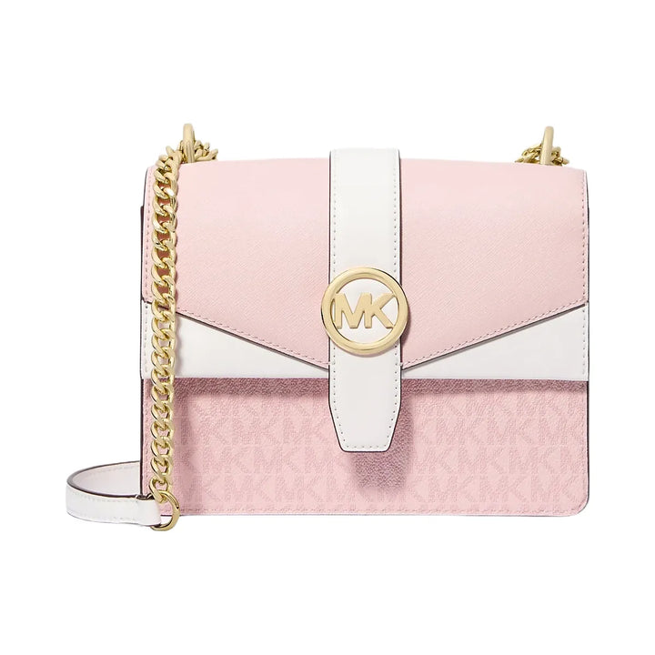 Michael Kors Greenwich Small Color-Block Signature Logo Crossbody Bag Pwd Blsh Mlt