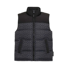 Coach Signature Down Vest In Recycled Polyester Charcoal Signature