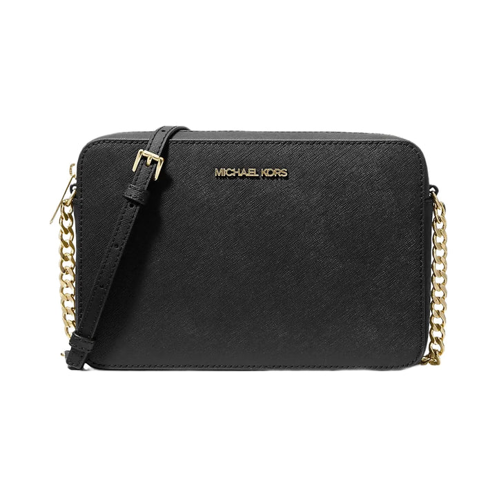 Michael Kors Jet Set Large Saffiano Leather Crossbody Bag Black