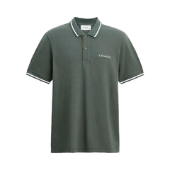Coach Signature Trim Polo In Organic Cotton Ivy