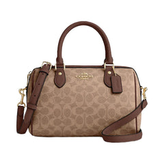 Coach Rowan Satchel Bag In Signature Canvas Signature Canvas-Gold-Tan-Brown