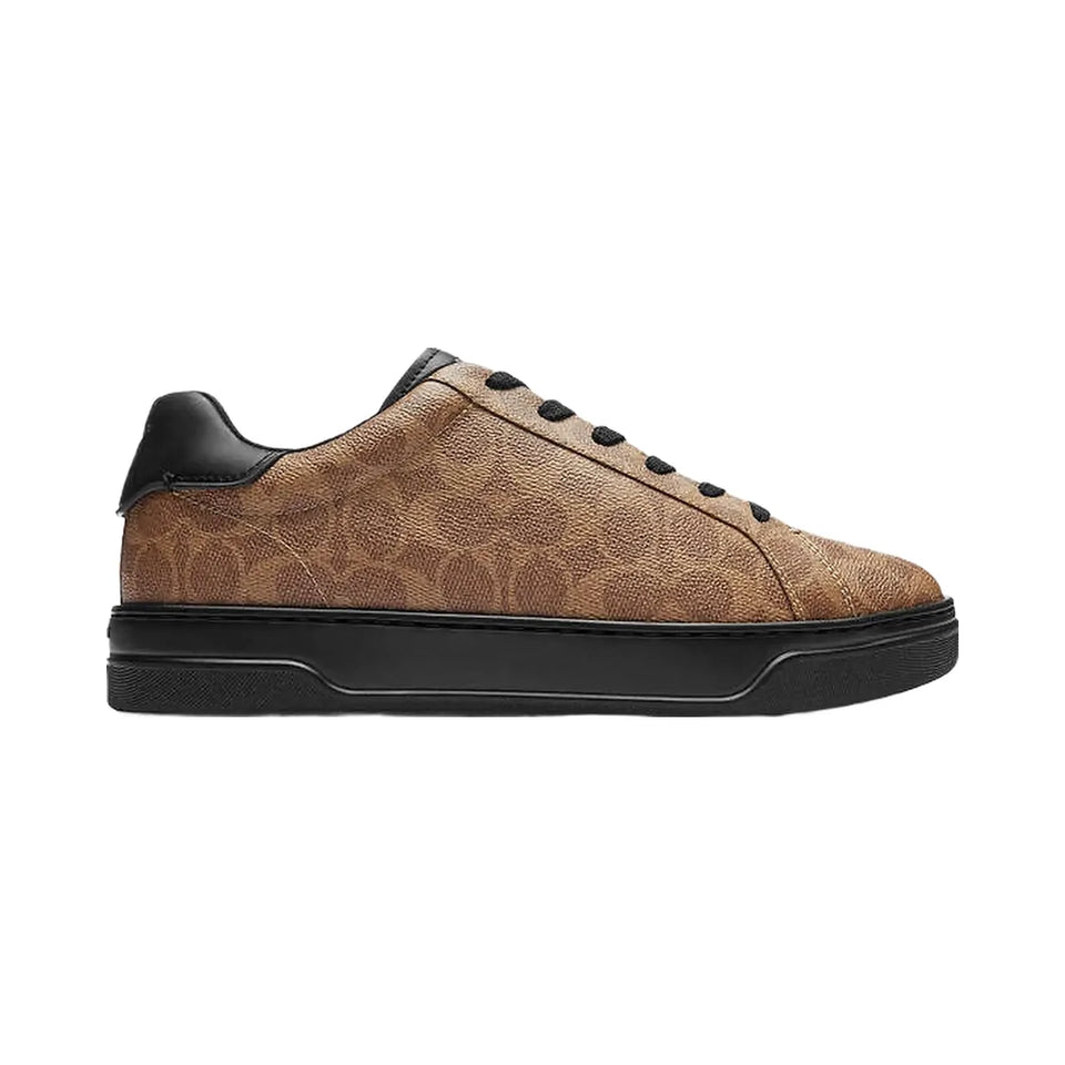Coach High Line Sneaker In Signature Canvas Khaki-Black