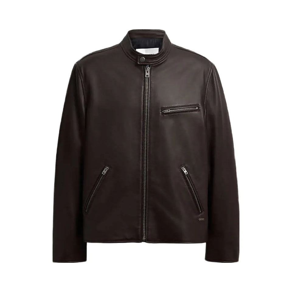 Coach Leather Racer Jacket Burnt Espresso