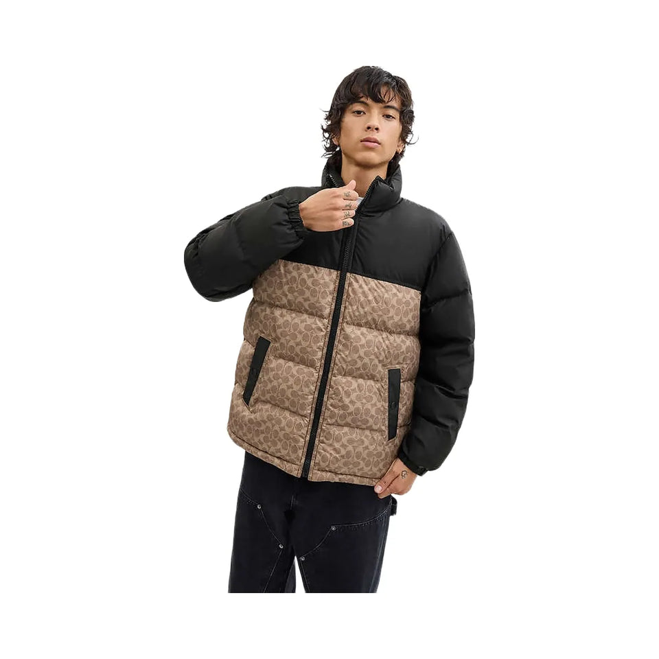 Coach Signature Down Jacket In Recycled Polyester Tan Signature