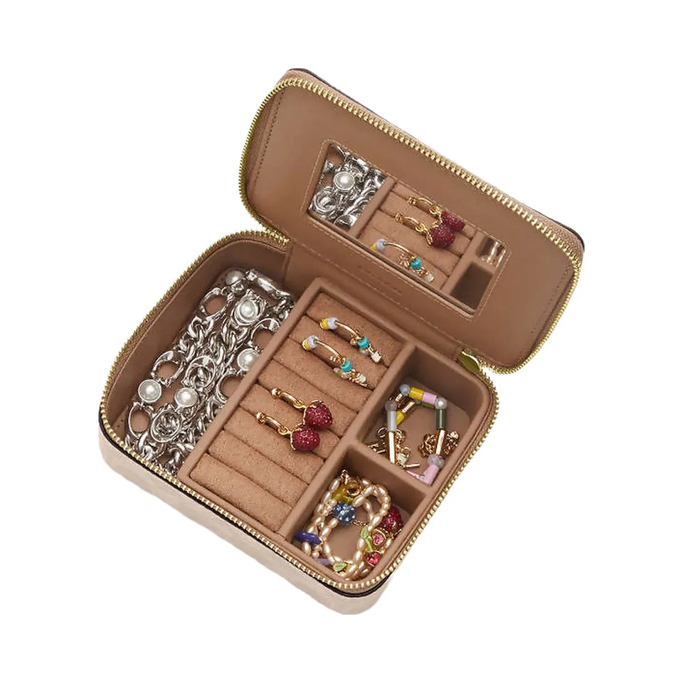 Coach Large Jewelry Box In Signature Canvas Signature Canvas-Gold-Sand-Chalk