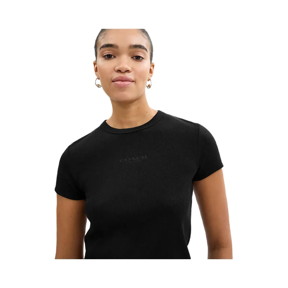 Coach New York Ribbed T-Shirt Black