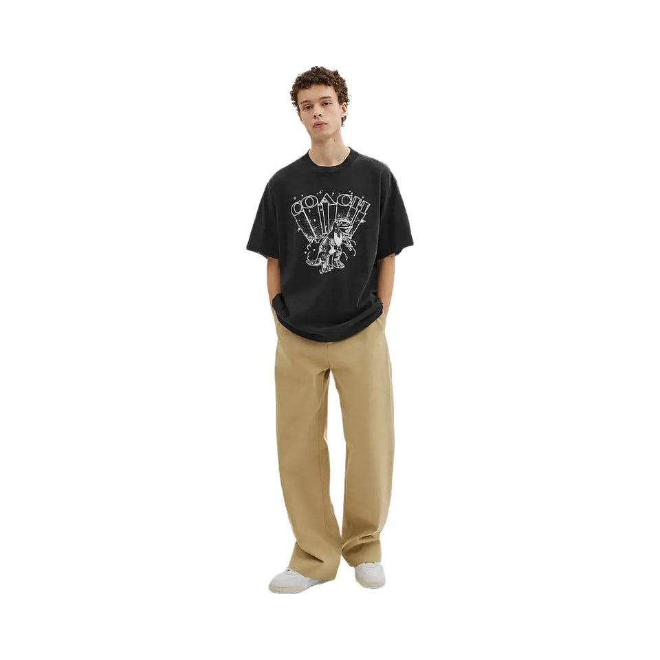 Coach T Rex Relaxed T-Shirt In Organic Cotton Washed Black
