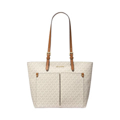 Michael Kors Jet Set Medium Logo Pocket Tote Bag Vanilla