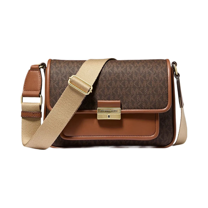 Michael Kors Bradshaw Medium Signature Logo Messenger Bag Brown