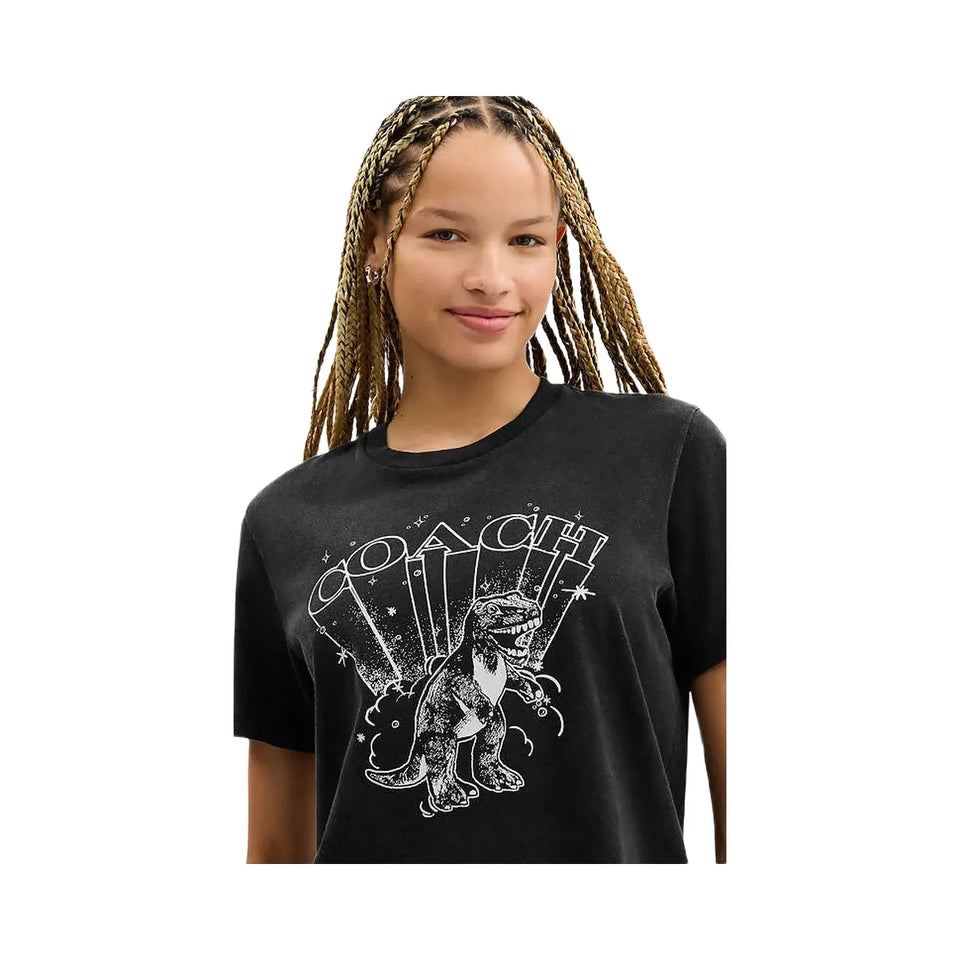 Coach Playful Rexy Classic T-Shirt In Organic Cotton Washed Black