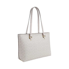 Coach Station Tote Bag In Signature Canvas Signature Canvas-Gold-White-Chalk