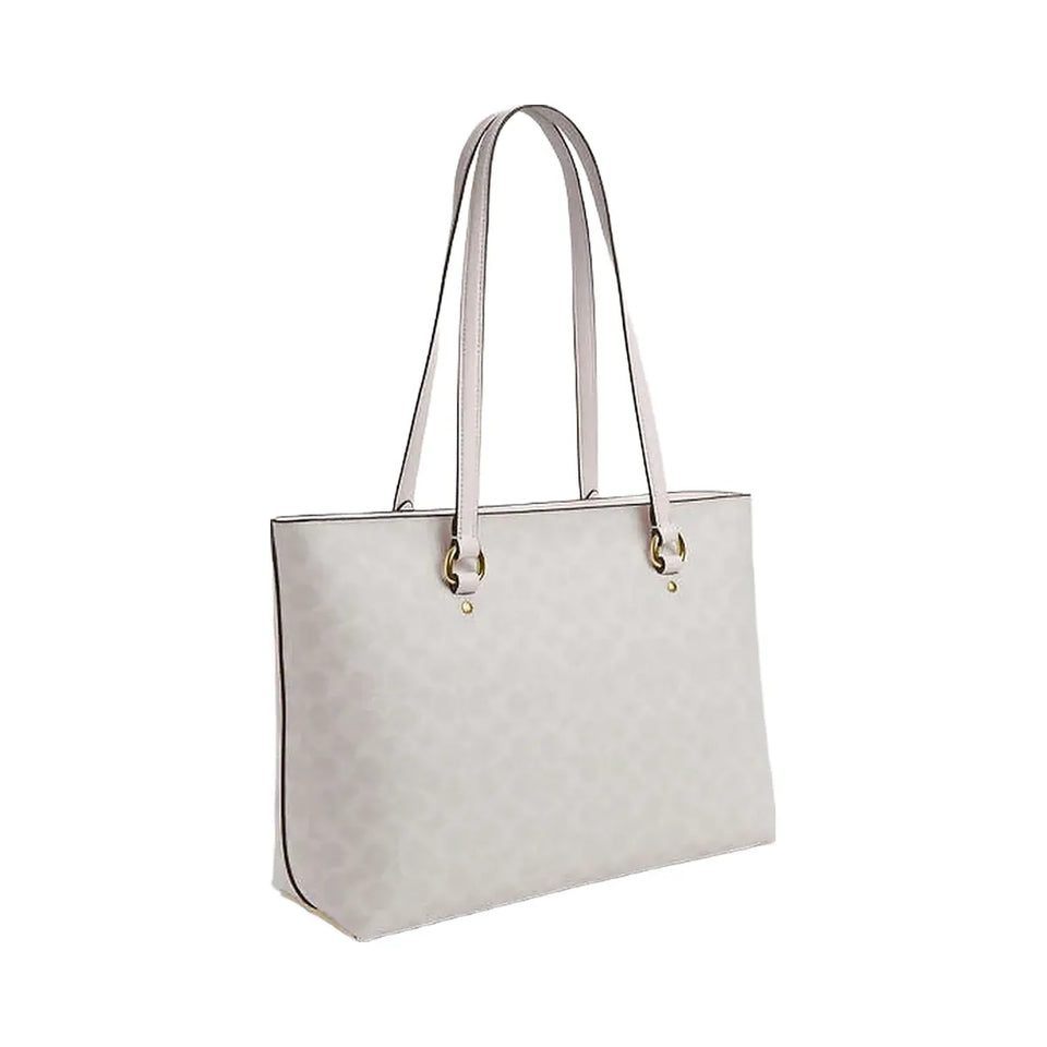 Coach Station Tote Bag In Signature Canvas Signature Canvas-Gold-White-Chalk