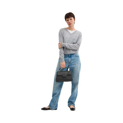 Coach Eliza Top Handle Bag Smooth Leather-Gunmetal-Black