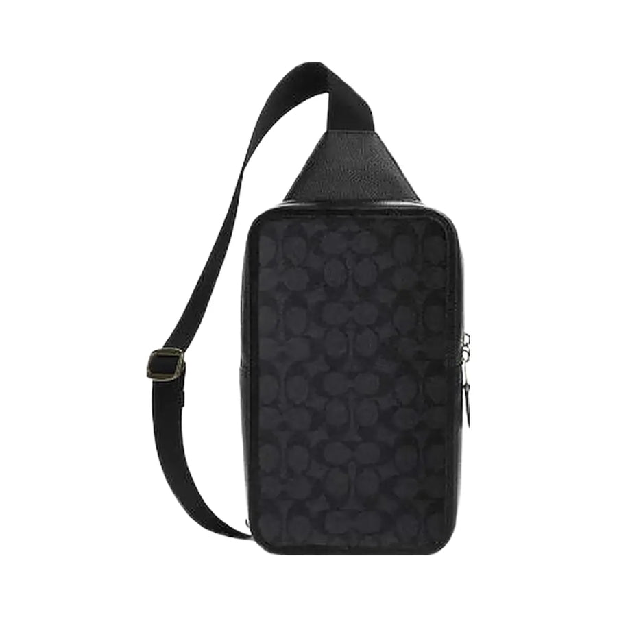 Coach Sullivan Pack In Signature Canvas Signature Canvas-Gunmetal-Charcoal-Black