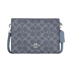 Coach Slim Crossbody Bag In Signature Canvas Signature Canvas-Silver-Chambray