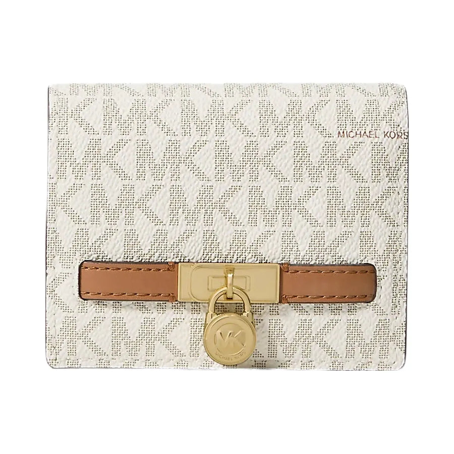 Michael Kors Hamilton Moderne Small Signature Logo Wallet Vanilla-Acorn