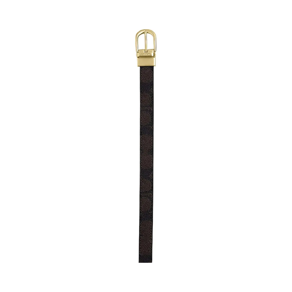 Coach Classic Buckle Cut To Size Reversible Belt, 18 Mm Signature Canvas-Gold-Walnut-Black