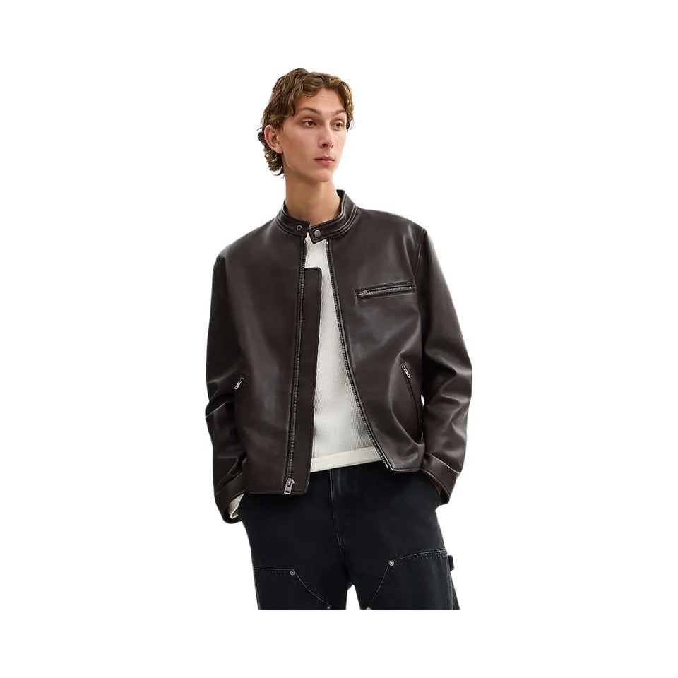 Coach Leather Racer Jacket Burnt Espresso