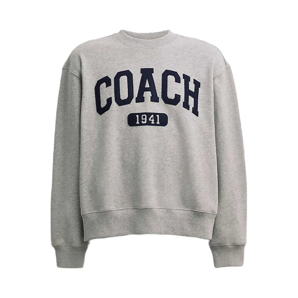 Coach Sporty Signature Boyfriend Crewneck Sweatshirt Heather Grey