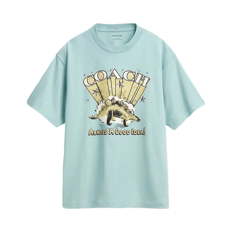 Coach Stegosaurus Relaxed T-Shirt In Organic Cotton Blue Haze