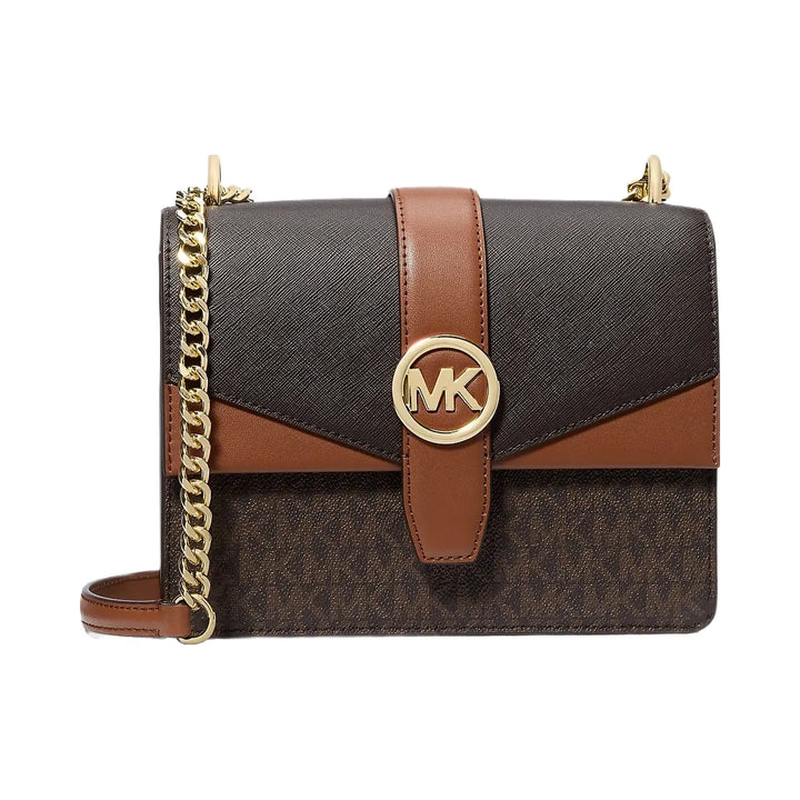 Michael Kors Greenwich Small Color-Block Signature Logo Crossbody Bag Brown Multi
