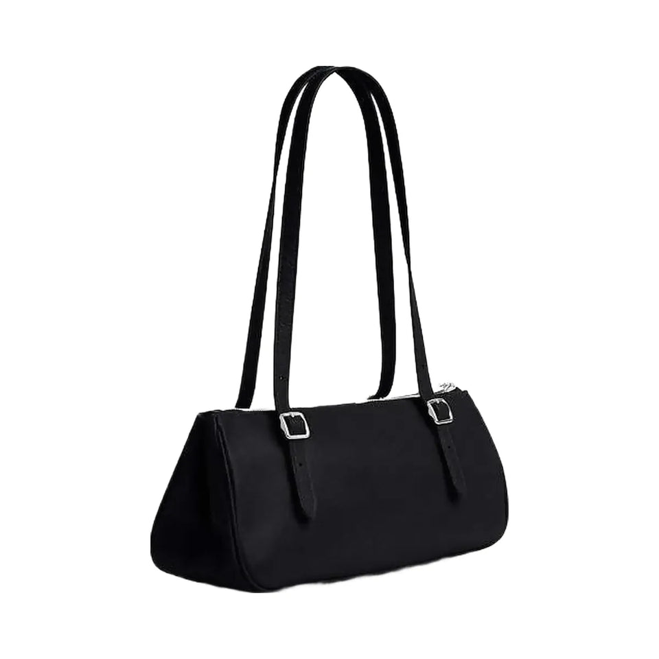 Coach Asher Shoulder Bag Glazed Leather-Silver-Black