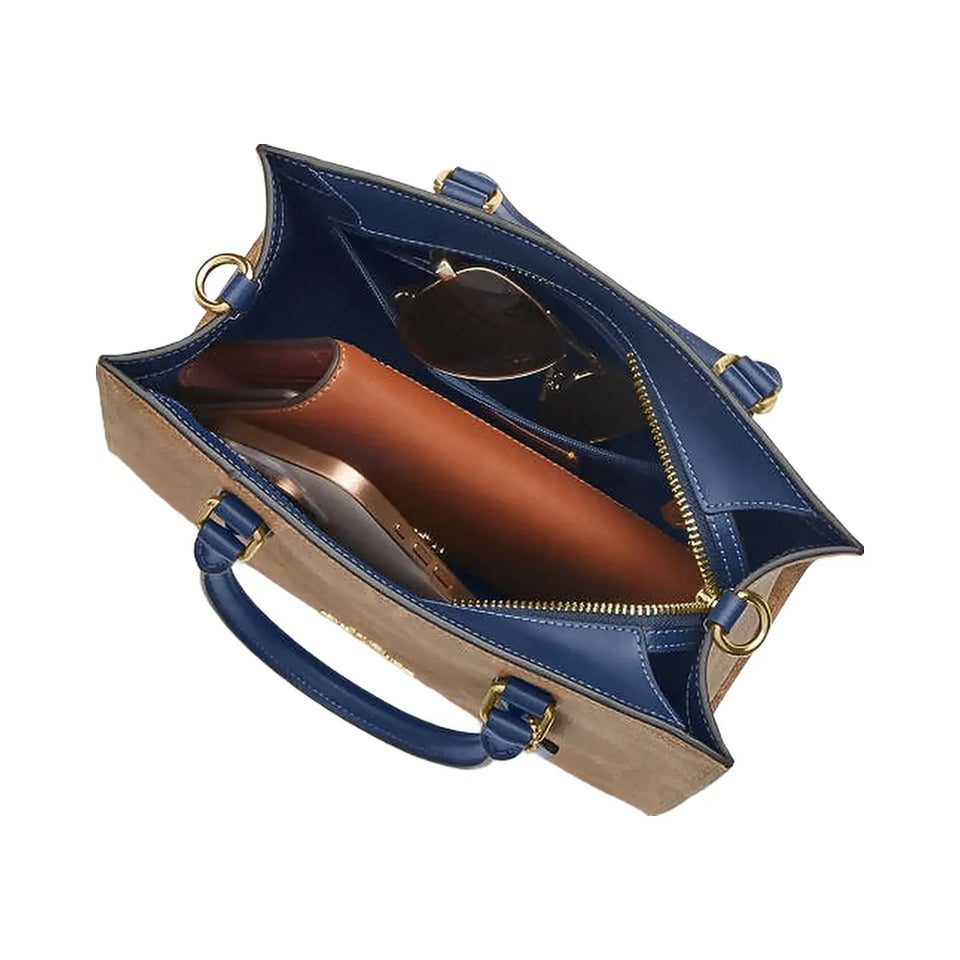 Coach Maggie Small Tote Bag In Signature Canvas Im-Tan-Deep Blue