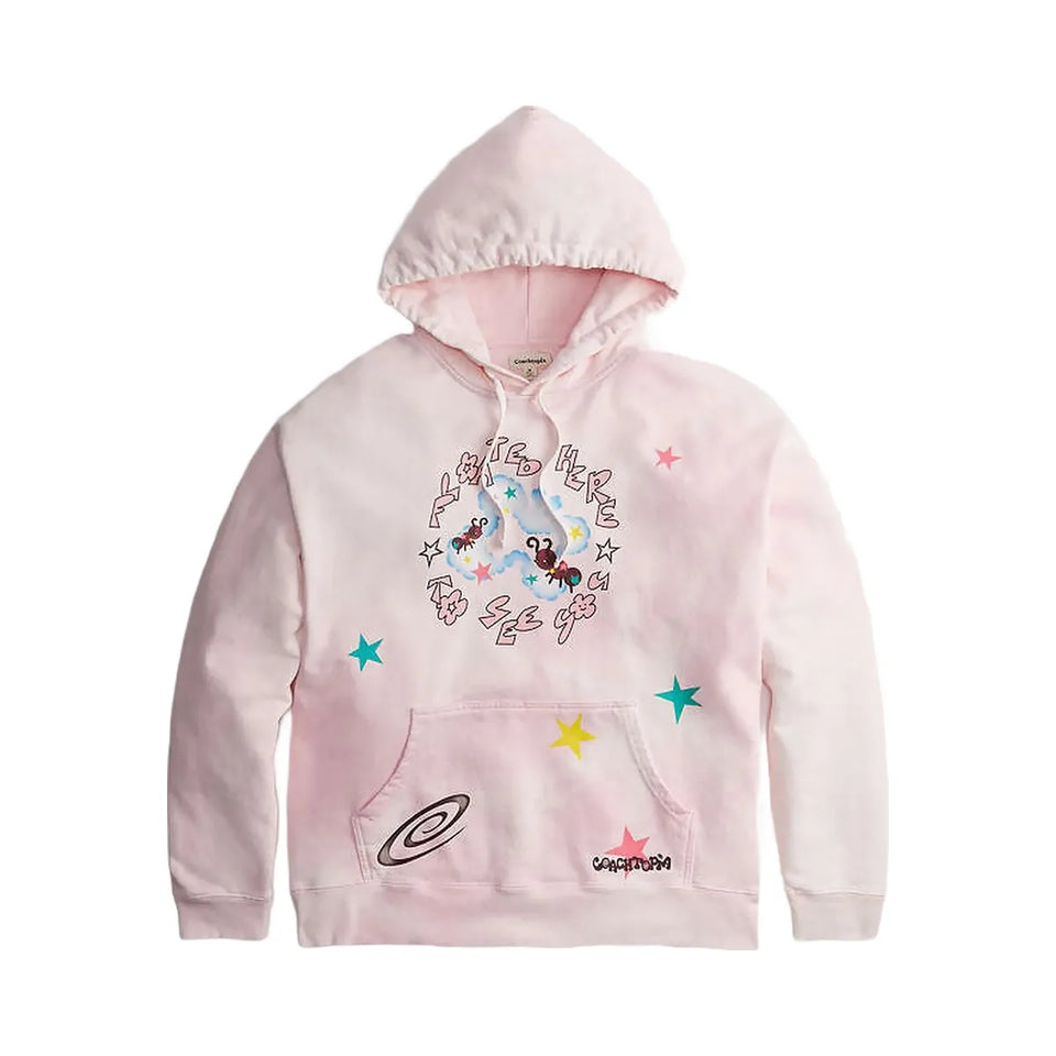 Coach Hoodie With Floated Here To See You Print Light Pink Multi