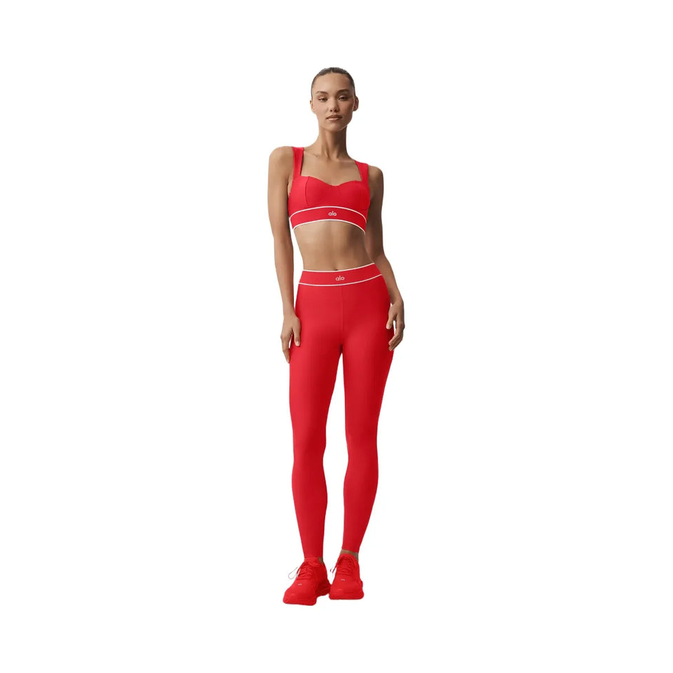 Alo Women's Airlift Alignment Bra - Bright Red/White