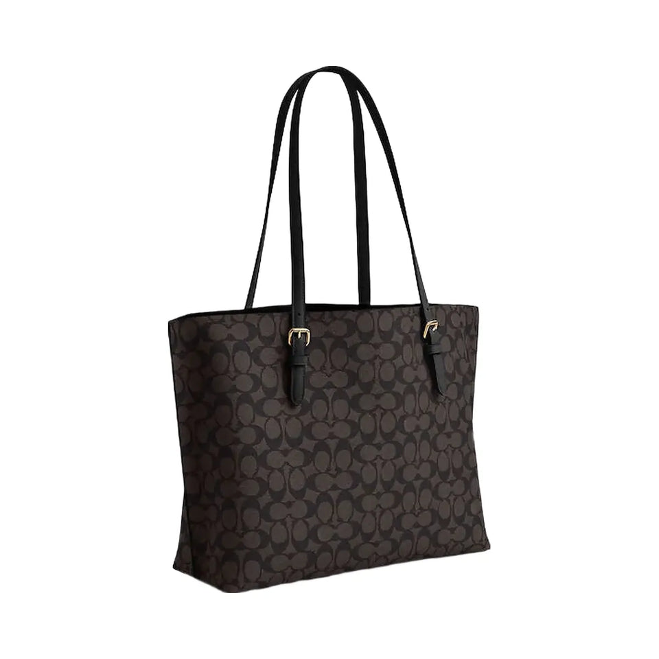 Coach Mollie Tote Bag In Signature Canvas Signature Canvas-Gold-Walnut-Black