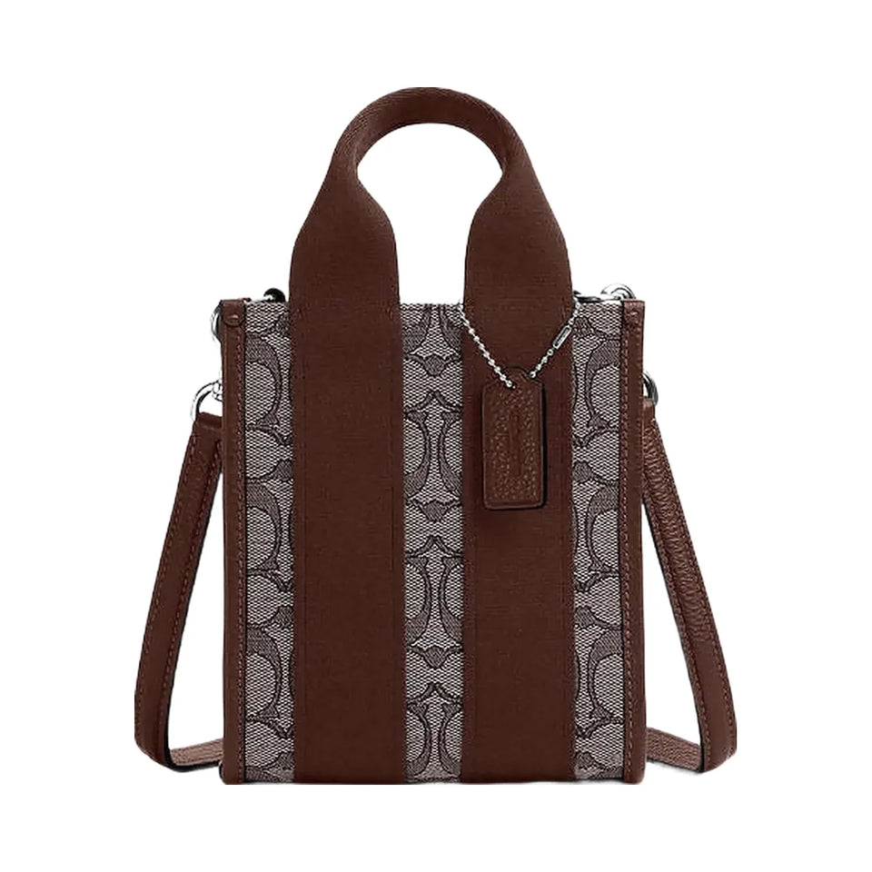 Coach Smith Mini Tote Bag In Signature Jacquard Signature Jacquard-Silver-Oak-Maple